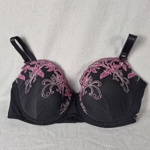 Voglo Black & Pink Lace Push-Up Bra – Size 46D NWT Lingerie